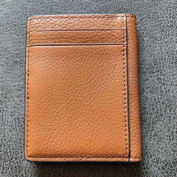 Tory Burch Pebbled Leather Card Case Wallet in Tan - Picture 4 of 6